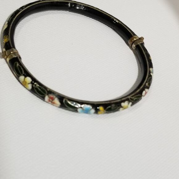 Vintage cloisonne black painted enamel hinged bangle 1.2000 - Picture 15 of 15